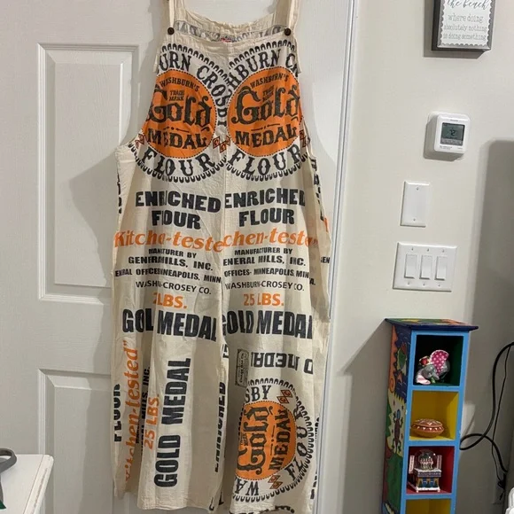 Gold Medal Flour Vintage Print Apron Overalls - Picture 1 of 5